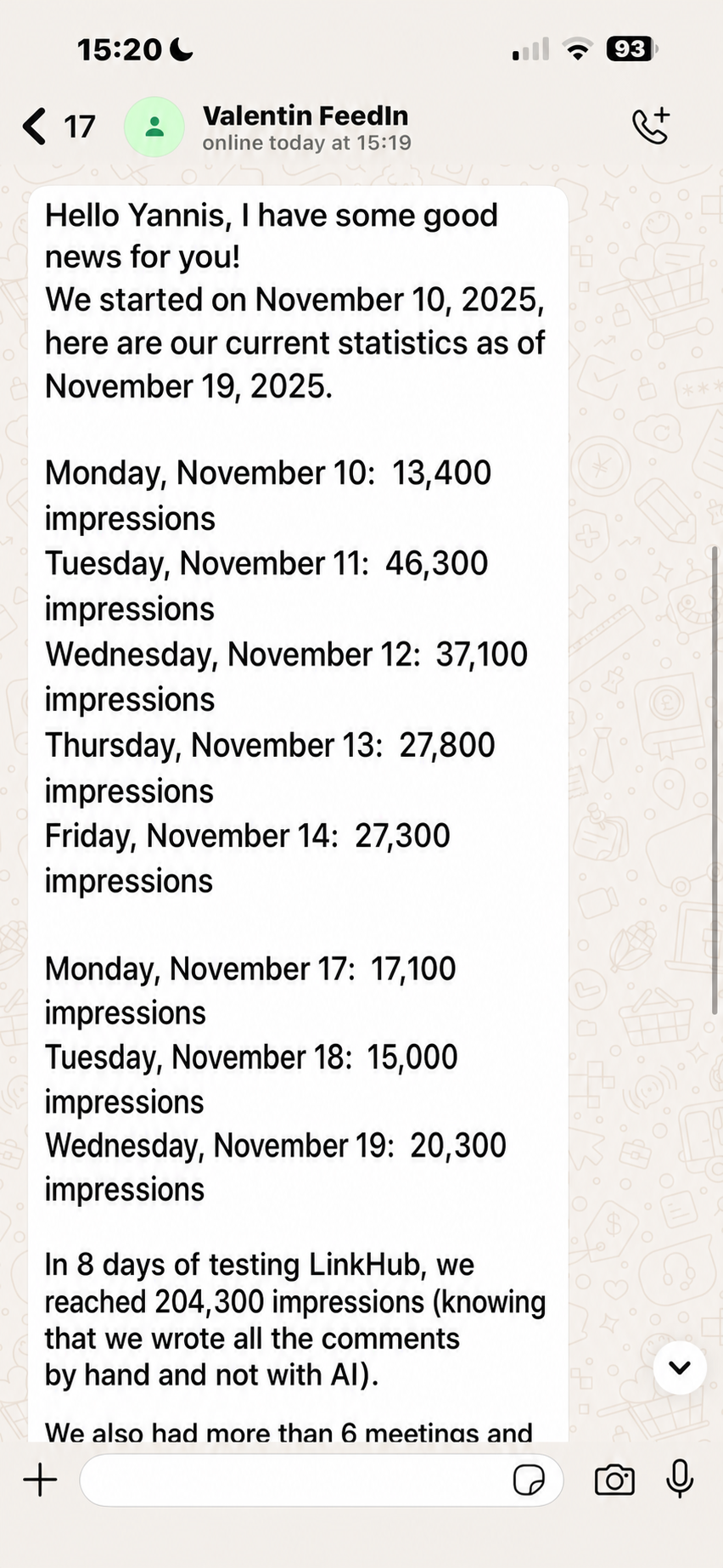 204 300 impressions en 8 jours avec LinkHub